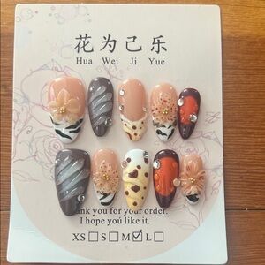 Floral and Abstract Nail Art Set Size M